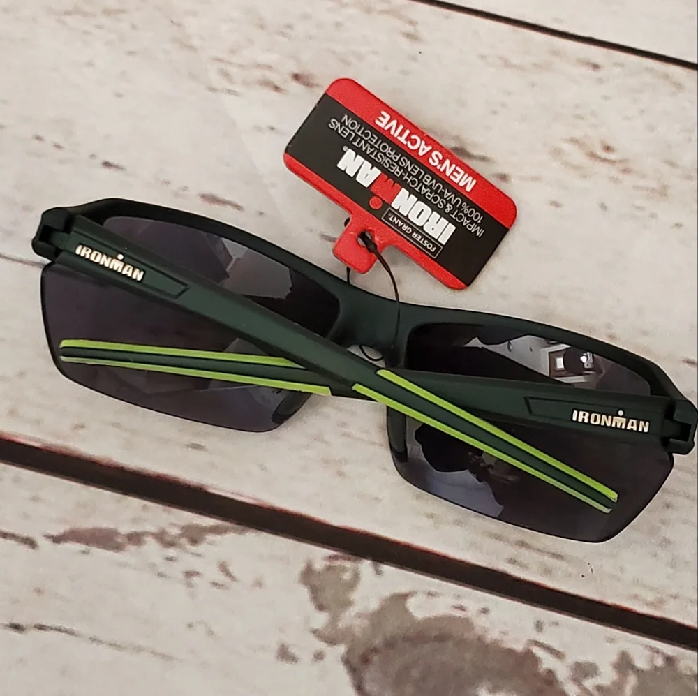 Foster Grant Iron Man men's active plastic frame sporty sunglasses black, green